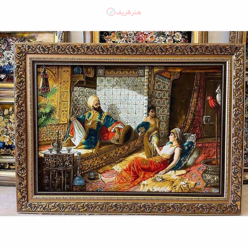 خرید فرش دستبافت، تابلو فرش دستبافت هزار و یک شب، چله ابریشم پر از ابریشم 50رج، زیر قیمت بازار | هنرظریف