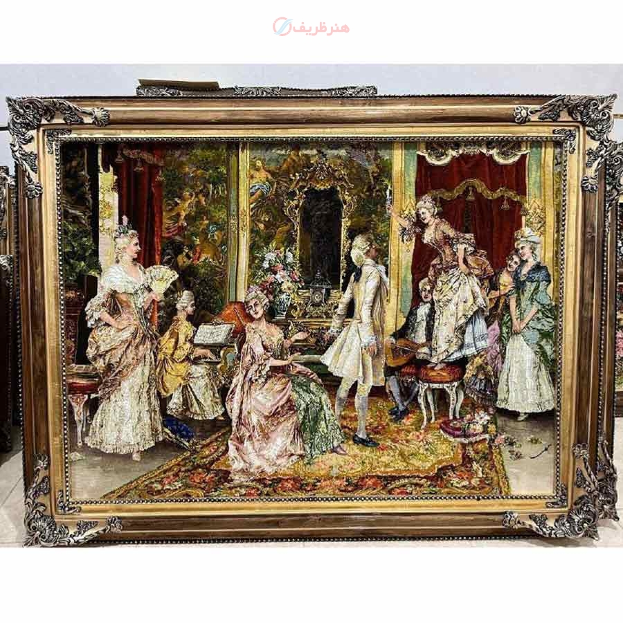 خرید تابلو فرش دستبافت، تابلو فرش دستبافت فوت شمع، چله ابریشم پر از ابریشم 50 رج، زیر قیمت بازار | هنرظریف