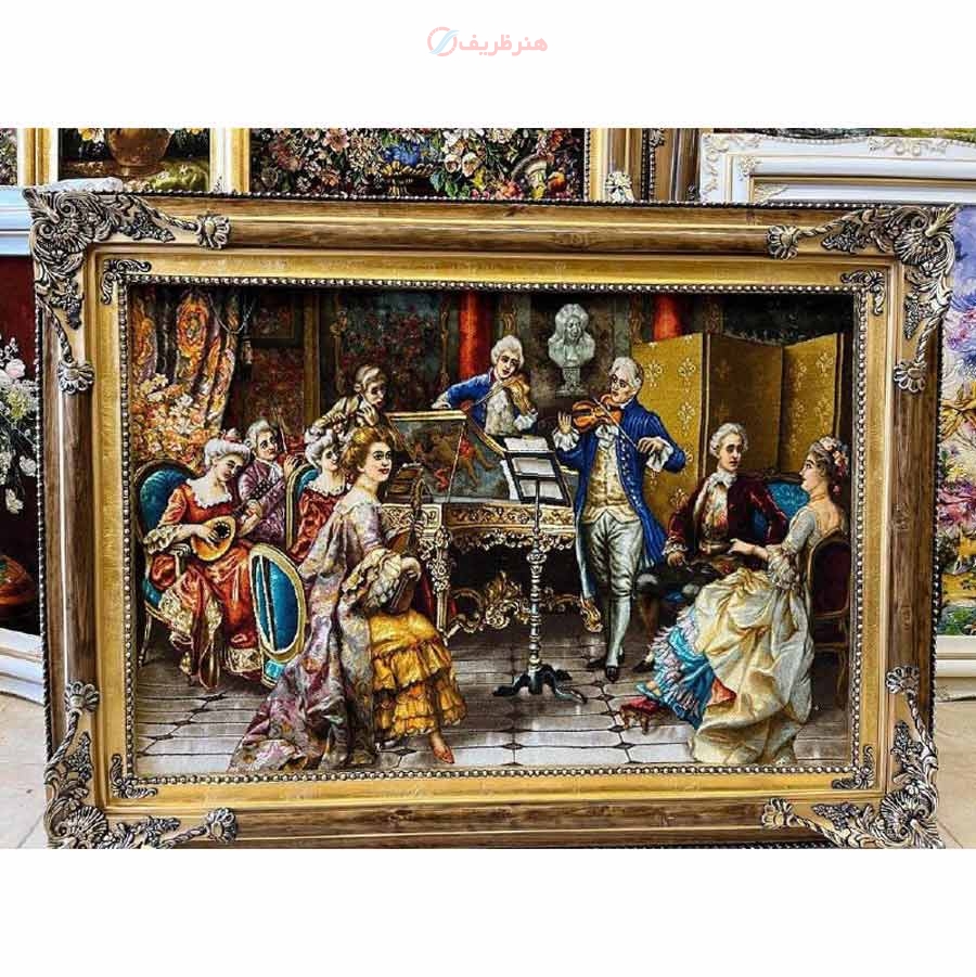 خرید تابلو فرش دستبافت، تابلو فرش دستبافت بتهوون چله ابریشم پر از ابریشم 50 رج، زیر قیمت بازار | هنرظریف