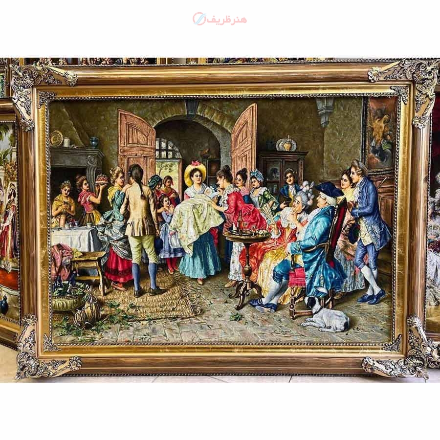 خرید تابلو فرش دستبافت، تابلو فرش دستباف تولد نوزاد، چله ابریشم پر از ابریشم 50 رج، زیر قیمت بازار | هنرظریف