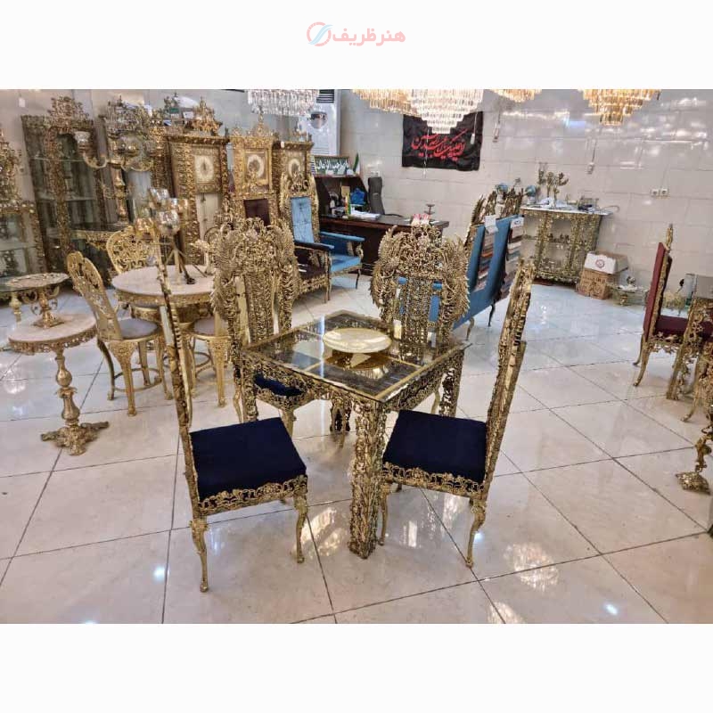 خرید، قیمت و مشخصات میز ناهارخوری طرح طاووس ۴ نفره، ضخامت بالا و رنگ ثابت محکم و ماندگار | هنر ظریف