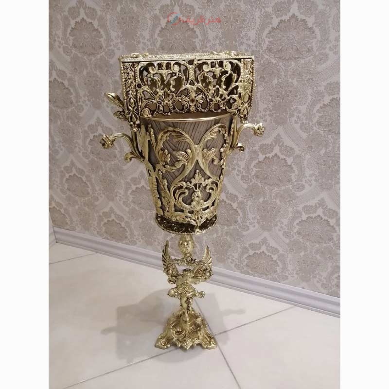 خرید، قیمت و مشخصات سطل و جادستمال مسیح بالدار، جنس آلیاژ آلومینیوم، آبکاری برنز، زیر قیمت بازار - هنرظریف