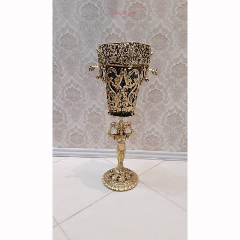 خرید آنلاین سطل و جادستمال بانوی مصری، جنس آلیاژ آلومینیوم، آبکاری برنز، زیر قیمت بازار - هنرظریف