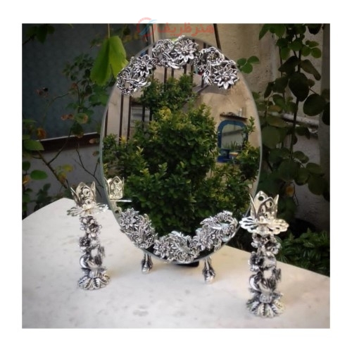 خرید آنلاین، سرویس آینه و شمعدان هفت سین، شمعدان زاماک، رنگ ثابت با کیفیت بالا | هنرظریف