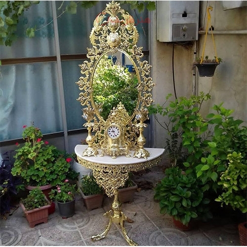 خرید آنلاین، سرویس کامل آیینه شمعدان و میز کنسول و ساعت آلیاژ، به قیمت تولیدی | هنرظریف