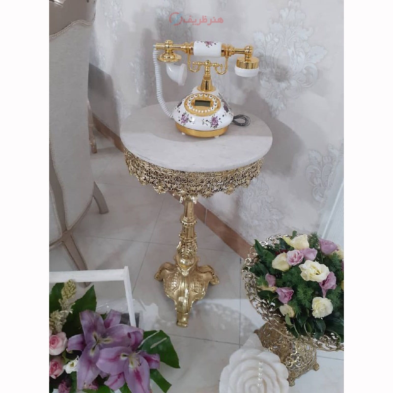 مشخصات کامل میز تلفن تک پایه، قطر40، رنگ ثابت با 5 سال ضمانت آبکاری و کارت گارانتی - هنرظریف