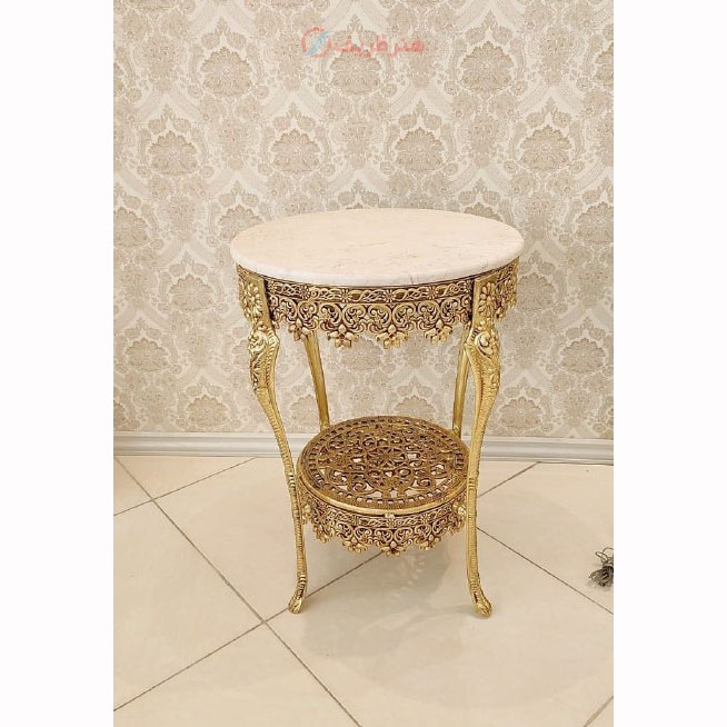 خرید، قیمت و مشخصات میز خاطره عرض 50، کفی مشبک، جنس آلیاژ آلومینیوم، آبکاری برنز با کارت گارانتی - هنرظریف