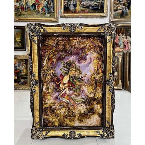 خرید، قیمت و مشخصات تابلو فرش دستبافت، تابلو فرش دستبافت بهار می آید، چله ابریشم، 50 رج، تماماً برجسته، اصل تبریز | هنرظریف