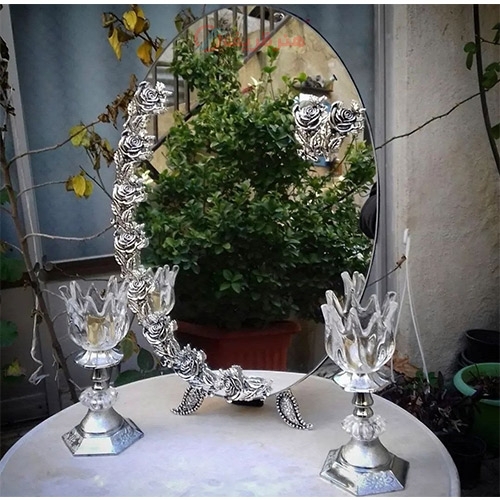 خرید آنلاین، آینه شمعدان عقد، زیبا و با کیفیت بالا، روکش نقره، رنگ ثابت و ماندگار، زیر قیمت بازار | هنرظریف