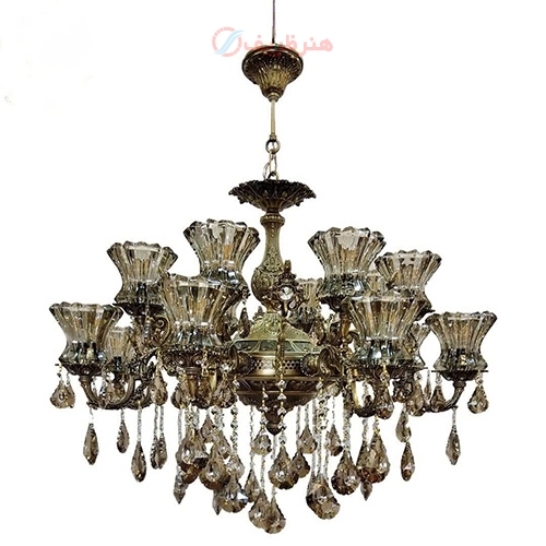 خرید، قیمت و مشخصات لوستر دوگل کوچک 8 شاخه آنتیک، کریستال درجه یک، طراحی زیبا و رنگ ثابت، زیر قیمت بازار  | هنرظریف