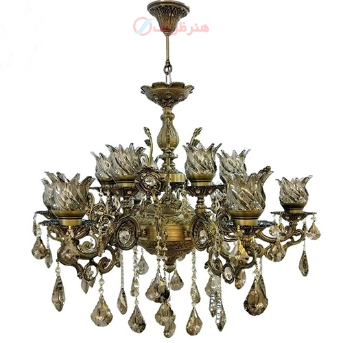 خرید آنلاین، لوستر عباسی بزرگ 6 شاخه، آلومینیوم درجه 1 با روکش برنز، بسیار زیبا و شیک، با ضمانت کیفیت | هنرظریف