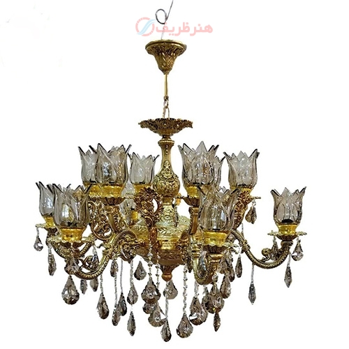 خرید آنلاین، لوستر گلنار بزرگ 6 شاخه طلایی، با رنگ ثابت و جنس آلیاژ درجه یک، زیر قیمت بازار | هنرظریف