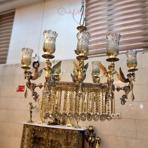 خرید، قیمت و مشخصات لوستر 4 شاخه آلیاژ زیبا با 8 لامپ قابل سفارش تا 12 شاخه طرح جدید | هنرظریف