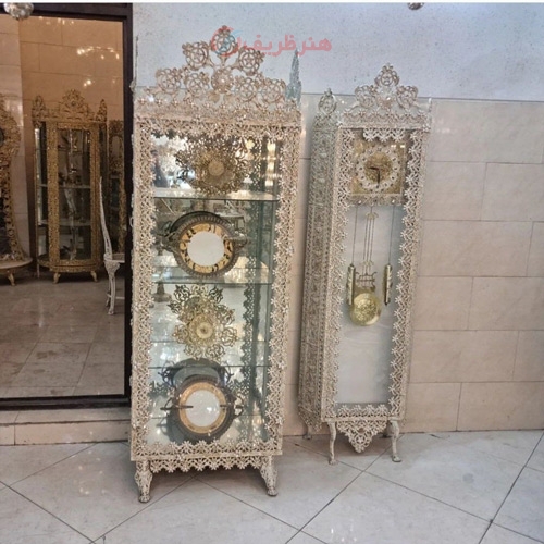 خرید، قیمت و مشخصات بوفه و ساعت آلیاژ طرح نیلوفر رنگ استخونی درجه یک، زیر قیمت بازار | هنرظریف