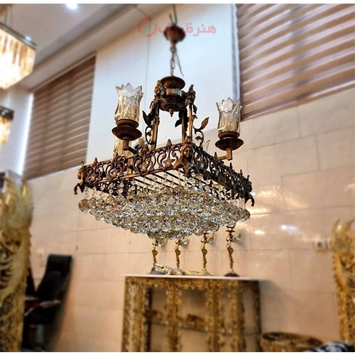 خرید، قیمت و مشخصات لوستر برنزی 12 لامپ سایز 50، طرح جدید و شیک، زیر قیمت بازار، کیفیت عالی | هنر ظریف