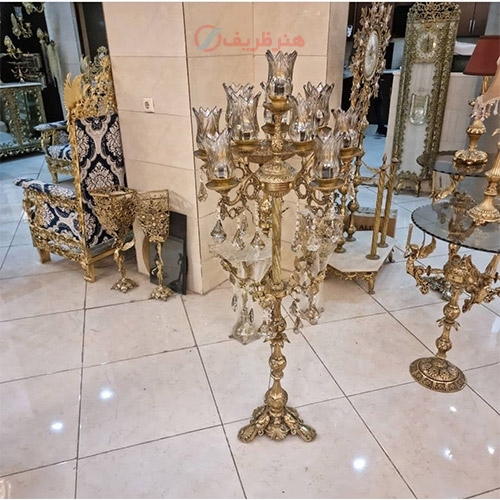 خرید، قیمت و مشخصات کنار سالنی شاخه دوبل برنزی، با آبکاری درجه یک و رنگ ثابت، زیر قیمت بازار _ هنرظریف