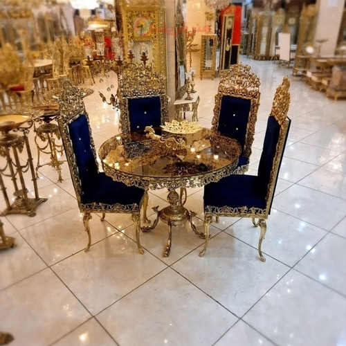 خرید، قیمت و مشخصات ناهار خوری 4 نفره برنز مدل گل سرخ کار شکیل و با رنگ ثابت به قیمت تولیدی - هنرظریف