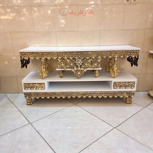 خرید، قیمت و مشخصات میز تلویزیون جنس آلیاژ بسیار کار شده و خوش رنگ فوق العاده زیبا، کیفیت عالی، زیر قیمت بازار - هنرظریف