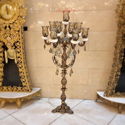خرید، قیمت و مشخصات کنار سالنی 6 شاخه برنزی رنگ آنتیک دارای ضمانت 10 ساله رنگ، زیر قیمت بازار - هنرظریف