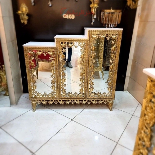 خرید، قیمت و مشخصات جاکفشی برنزی با تسمه گل آفتابگردان و صفحه هایگلاس، رنگ ثابت با کیفیت ممتاز - هنرظریف