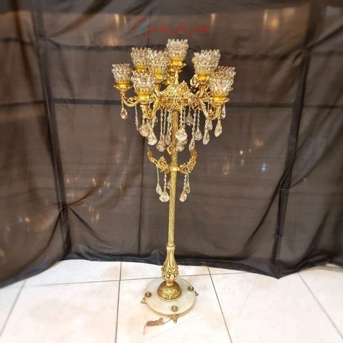 خرید، قیمت و مشخصات آباژور ایستاده دوبل، جنس آلیاژ آبکاری شده 11 شعله، زیر قیمت بازار، کیفیت عالی | هنرظریف