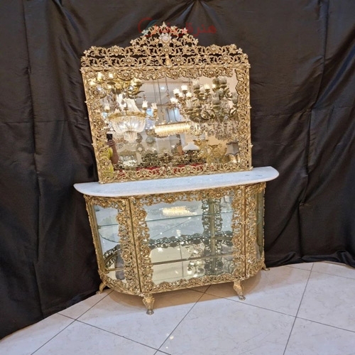 خرید، قیمت و مشخصات آینه و کنسول برنزی مدل گل سرخ، طرح جدید، با کیفیت درجه 1 و رنگ ثابت و ماندگار، زیر قیمت بازار - هنرظریف