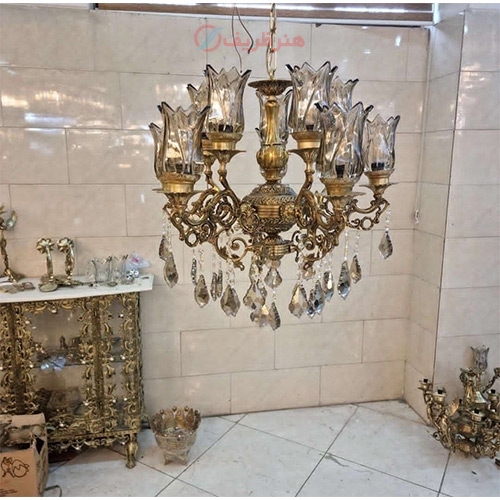 خرید، قیمت و مشخصات لوستر 5 شاخه جنس آلیاژ کار پرفروش و کلاسیک با کیفیت عالی زیر قیمت بازار - هنرظریف