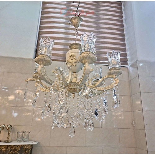 خرید، قیمت و مشخصات لوستر 6 شاخه آلومینیومی با طراحی جدید، بسیار زیبا و خیره کننده با رنگ ثابت زیر قیمت بازار - هنرظریف