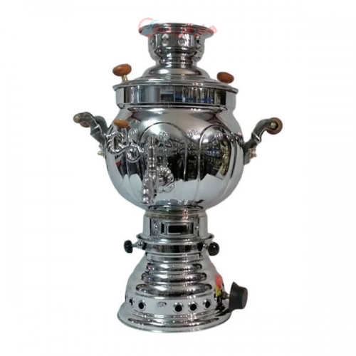 خرید، قیمت و مشخصات سماور گازی برنجی ضخیم با روکش کروم ظرفیت 6 لیتر زیر قیمت بازار ، کیفیت عالی هنرظریف