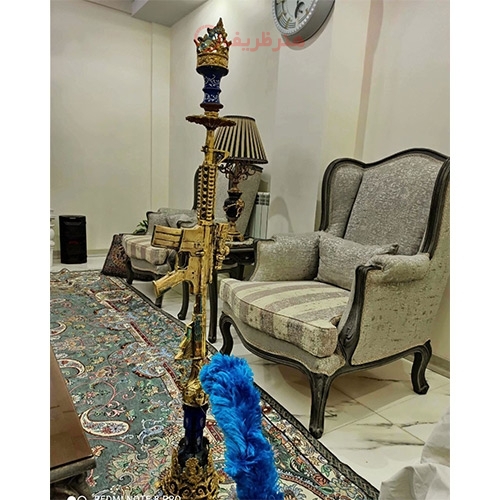 خرید، قیمت و مشخصات قلیان مدل تفنگ برنزی با زیره و تاج، با ضمانت و ماندگاری بالا، زیر قیمت بازار، کیفیت عالی - هنرظریف