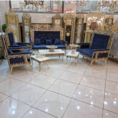 خرید، قیمت و مشخصات مبل 7 نفره برنزی طرح گل سرخ بسیار خاص و با کیفیت، زیر قیمت بازار | هنرظریف