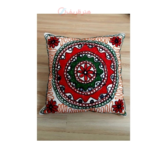 خرید، قیمت و مشخصات کاور کوسن سوزندوزی طرح مینا پارچه کتان درجه یک و بسیار با کیفیت کد 1-7 - هنرظریف