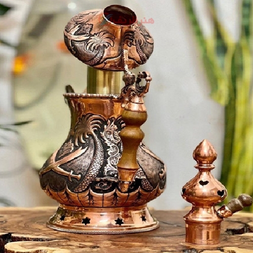 خرید، قیمت و مشخصات دله ذغالی و گازی جنس مسی قلمزنی شده نخل و شمشیر سعودی بدون تغییر رنگ - هنرظریف