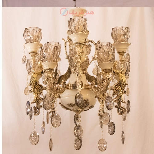 خرید، قیمت و مشخصات لوستر سرامیک کریستال مدرن با تزیینات کریستال و با دوام - هنرظریف