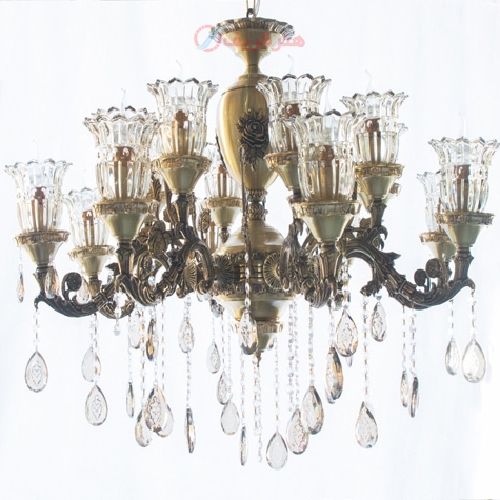 خرید، قیمت و مشخصات لوستر برنزی کلاسیک شاخه های طراحی و ظریف کاری شده طرح گل - هنرظریف