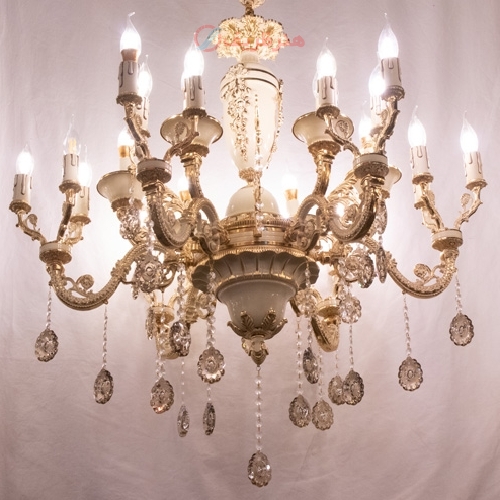 خرید، قیمت و مشخصات لوستر سرامیکی با طراحی بسیار زیبا و تماشایی و آویز های کریستالی - هنرظریف