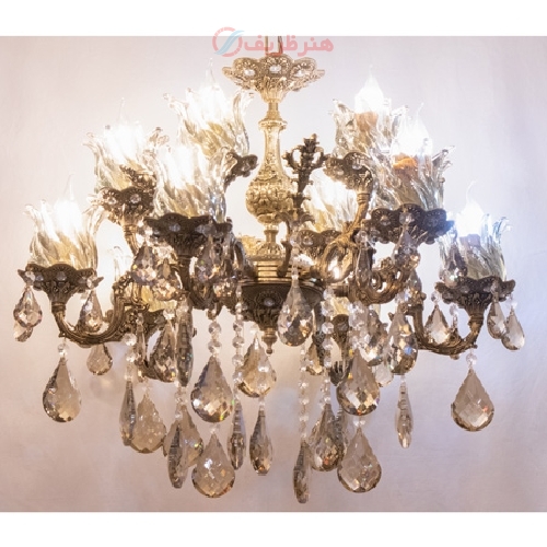 خرید، قیمت و مشخصات لوستر مدرن و تزیین شده با کریستال های آویزی زیبا و شاخه های با دوام - هنرظریف