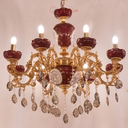 خرید، قیمت ومشخصات لوستر برنزی و سرامیکی طرح دار، آنتیک و طراحی خاص، کیفیت بی نظیر - هنرظریف