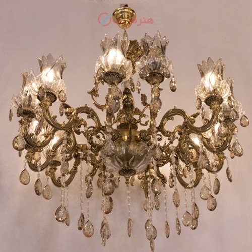 خرید، قیمت و مشخصات لوستر جدید کریستالی و جنس بدنه آلیاژ بسیار مقاوم و با دوام، با طراحی خاص -هنرظریف