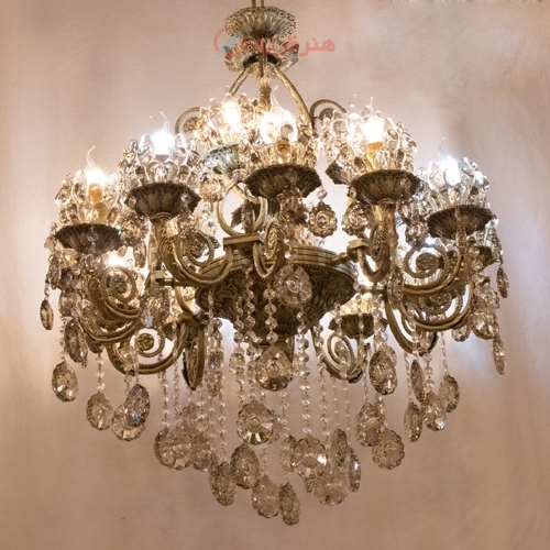 خرید، قیمت و مشخصات لوستر سایز بزرگ مناسب سالن پذیرایی جنس آلیاژ و کریستال کیفیت درجه یک - هنرظریف