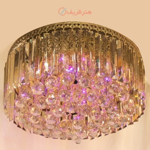 خرید، قیمت و مشخصات لوستر مدرن با کریستال زینتی و آینه ای، طراحی خاص مناسب منزل و محل کار - هنرظریف