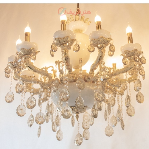 خرید، قیمت و مشخصات لوستر کریستال و سرامیک طراحی مجلسی و کیفیت درجه یک - هنرظریف