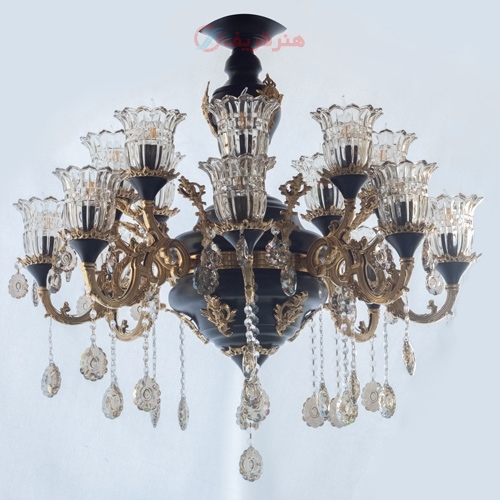 خرید، قیمت و مشخصات لوستر آنتیک با بدنه آلیاژ درجه یک و رنگ ثابت مشکی - هنرظریف