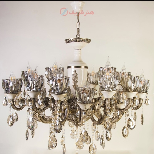 خرید، قیمت و مشخصات لوستر برنزی 6 شاخه و هر شاخه 4 شعله، رنگ آنتیک دارای ضمانت - هنرظریف