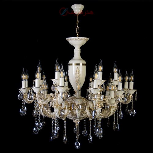 خرید، قیمت و مشخصات لوستر آرتمیس 24 شعله جنس آلیاژ و رنگ سفید فرانسه - هنرظریف