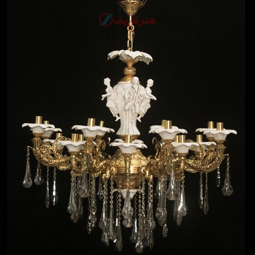 خرید، قیمت و مشخصات لوستر آرمیتا پلی استر 8 شاخه با بدنه برنزی و رنگ فورتیک - هنرظریف