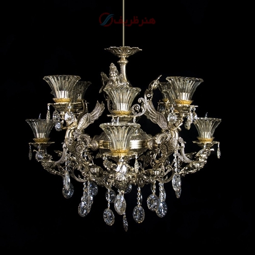 خرید، قیمت و مشخصات لوستر 4 شاخه برنزی با رنگ پرداخت کاری شده طرح امپراطور - هنرظریف