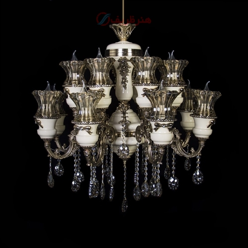 خرید، قیمت و مشخصات لوستر برنزی مدل پاپیون رنگ کرم، دارای ضمانت رنگ و بدنه - هنرظریف