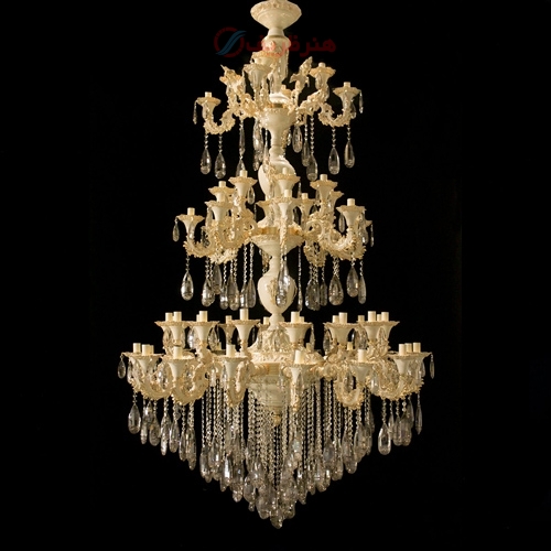 خرید، قیمت و مشخصات لوستر 28 شاخه روژان با بدنه آلومینیوم و رنگ فرانسه - هنرظریف