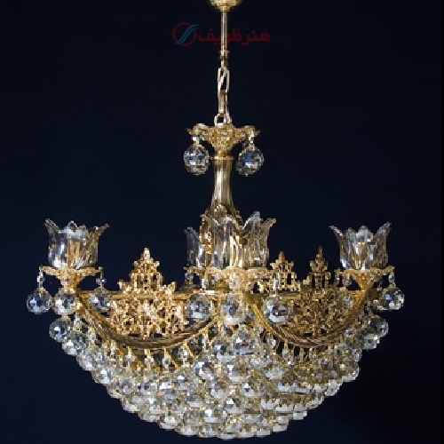 خرید، قیمت و مشخصات لوستر برنزی مدل سانتی چهار گوش و رنگ آبکاری شده فورتیک - هنرظریف